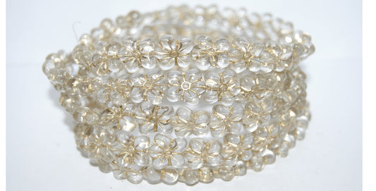 Flower Pressed Glass Beads, Gray 54202 (40010 54202), Glass, Czech Republic