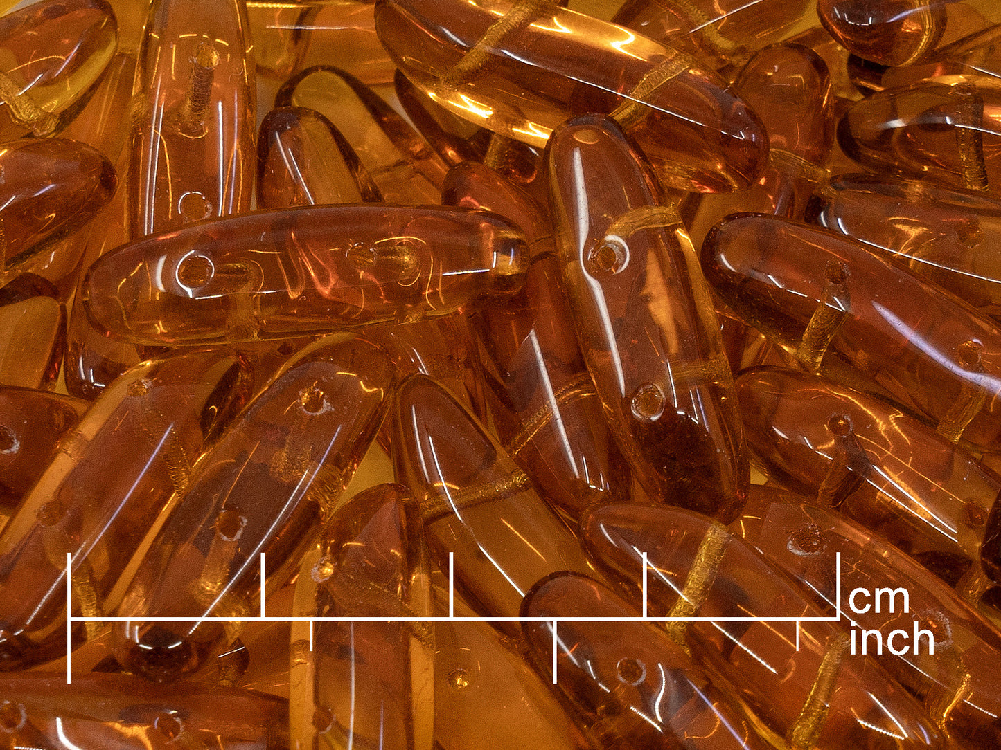 OUTLET 250g Pressed Czech Glass Beads, 7 x 23 mm, Topaz (111-30527-07x23-10070)