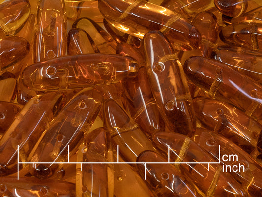 OUTLET 250g Pressed Czech Glass Beads, 7 x 23 mm, Topaz (111-30527-07x23-10070)