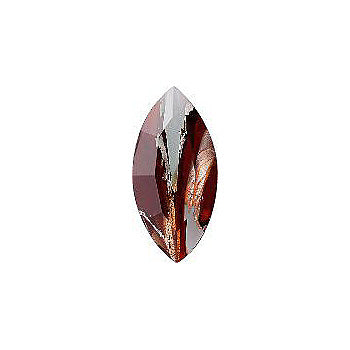 Navette Faceted Pointed Back (Doublets) Crystal Glass Stone, Red 8 With Silver (95906), Czech Republic