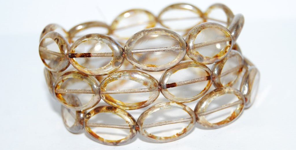 Table Cut Oval Beads Roach, Crystal 43400 (30 43400), Glass, Czech Republic