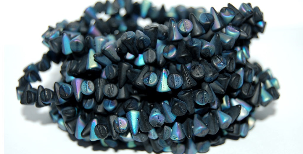 Pressed Spike Glass Beads Thorn, Black 84110 Ab (23980 84110 Ab), Glass, Czech Republic