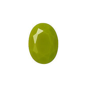 Oval Faceted Pointed Back (Doublets) Crystal Glass Stone, Green 4 Opaque (54021), Czech Republic