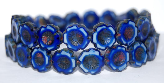 Table Cut Round Beads Hawaii Flowers, 37005 Travertin (37005 86800), Glass, Czech Republic