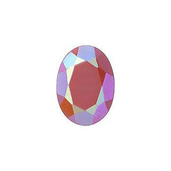 Oval Faceted Pointed Back (Doublets) Crystal Glass Stone, Pink 4 Opaque With Ab, Polished (73040-Abp), Czech Republic