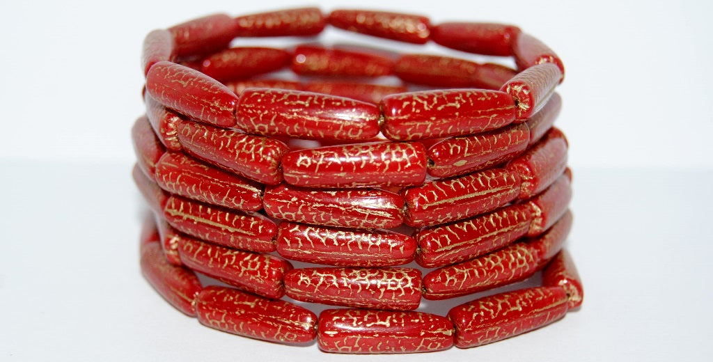 Snake Tail Pressed Glass Beads, Opaque Red 54202 (93200 54202), Glass, Czech Republic