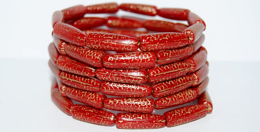 Snake Tail Pressed Glass Beads, Opaque Red 54202 (93200 54202), Glass, Czech Republic