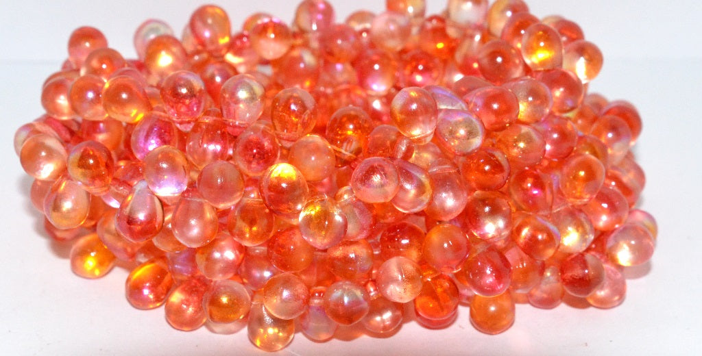 Pear Drop Pressed Glass Beads, Crystal 48109 (30 48109), Glass, Czech Republic