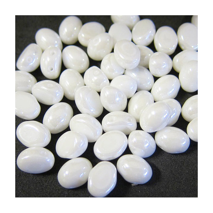 PRECIOSA Candy beads 2-hole oval glass cabochon (like Samos par Puca) White Glass Czech Republic