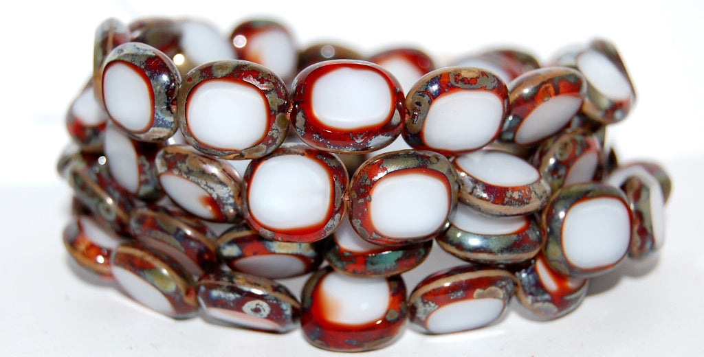 Table Cut Round Candy Beads, Coral 43400 (7913 43400), Glass, Czech Republic