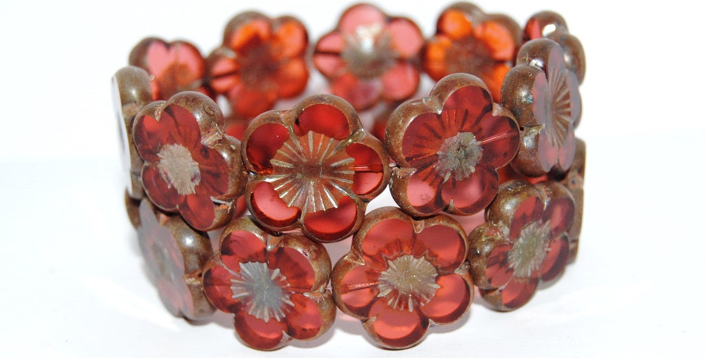 Table Cut Flower Beads Hibiscus, (21 71010B 43400), Glass, Czech Republic