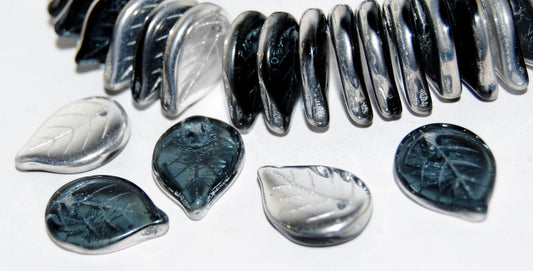 Leaf Pressed Glass Beads, 30310 Crystal Silver Half Coating (30310 27001), Glass, Czech Republic