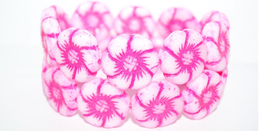 6-Petal Flower Pressed Glass Beads, White 46470 (2010 46470), Glass, Czech Republic