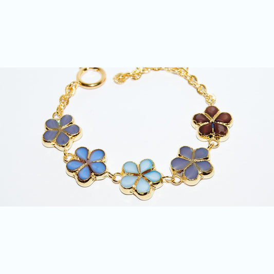 Polished Table Cut Flower Bead Bracelet with Adjustable Length, Handmade, Flowers 17 mm (S-24-F)