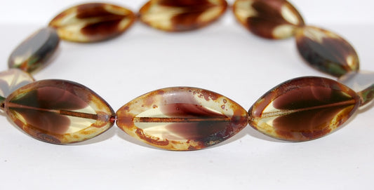 Table Cut Oval Beads, 27801 Travertin (27801 86800), Glass, Czech Republic