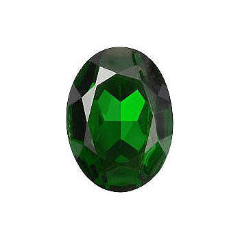Oval Faceted Pointed Back (Doublets) Crystal Glass Stone, Green 3 Transparent With Chrome (50260-Chr), Czech Republic