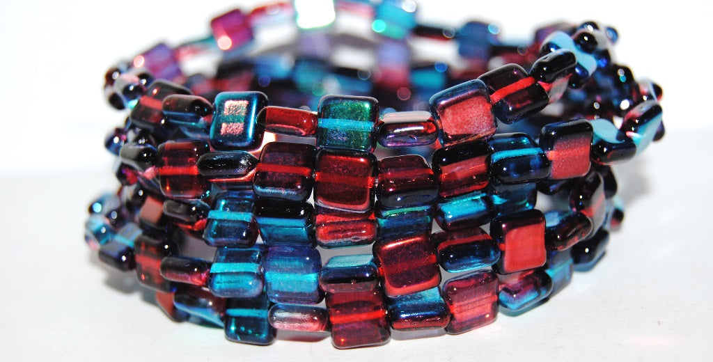 Flat Square Pressed Glass Beads, 48113 (48113), Glass, Czech Republic