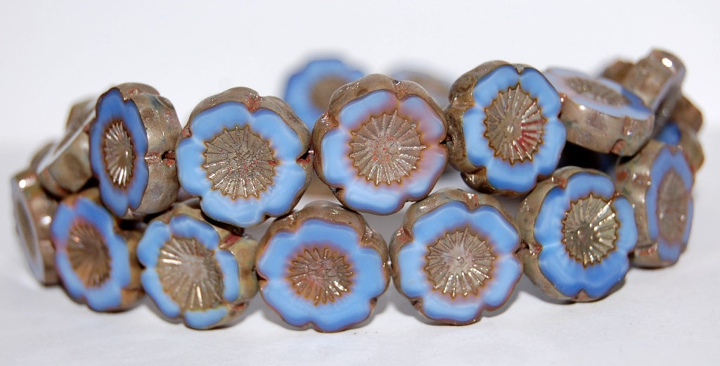 Table Cut Round Beads Hawaii Flowers, (37724 43400), Glass, Czech Republic