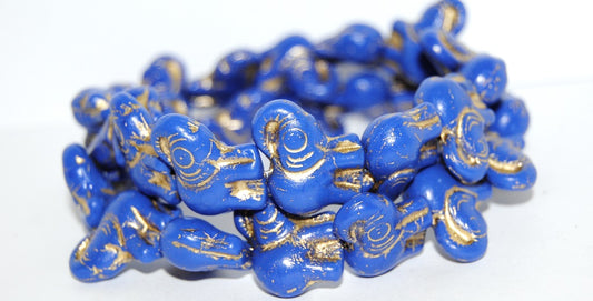 Elephant Animal Pressed Glass Beads, Opaque Blue 54202 (33050 54202), Glass, Czech Republic