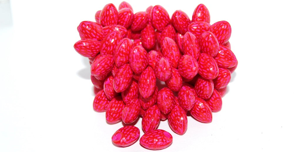 Strawberry Friut Pressed Glass Beads, Red 46470 (93190 46470), Glass, Czech Republic