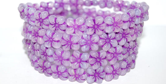 Flower Pressed Glass Beads, (8701 46420), Glass, Czech Republic