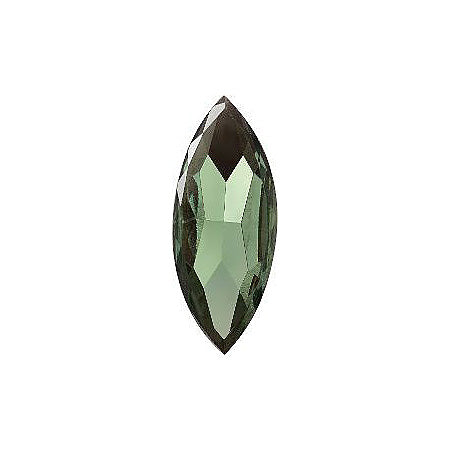 Navette Faceted Pointed Back (Doublets) Crystal Glass Stone, Green 1 Transparent With Chrome (50580-Chr), Czech Republic