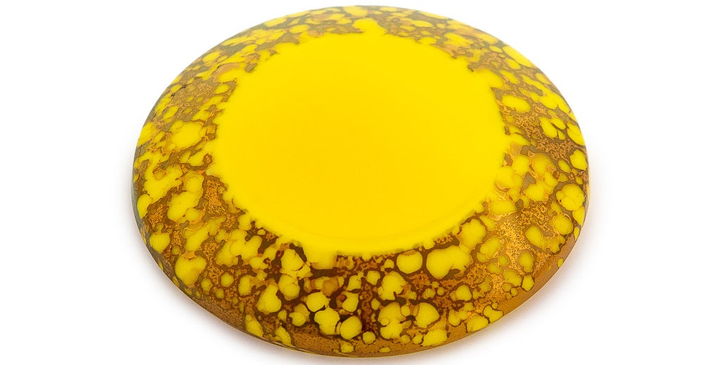 Table Cut Polished Hand Made Cabochon Without Hole Flat Back, Yellow (83120), Glass, Czech Republic