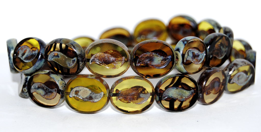 Table Cut Oval Beads With Tilda, Topaz Mixed Colors 43400 (Topaz Mix 43400), Glass, Czech Republic