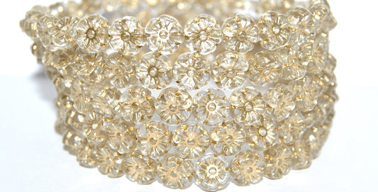 Hawaii Flower Pressed Glass Beads, Crystal 54202 (30 54202), Glass, Czech Republic