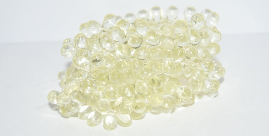 Pear Drop Pressed Glass Beads, Transparent Yellow (80100), Glass, Czech Republic