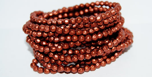 Round Pressed Glass Beads Druck, Copper Matt (1750), Glass, Czech Republic