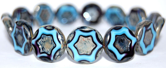 Table Cut Round Beads With Star, (67993 43400), Glass, Czech Republic