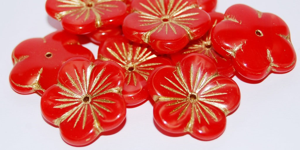 5 Petal Flower Pressed Glass Beads, (96020 54202), Glass, Czech Republic