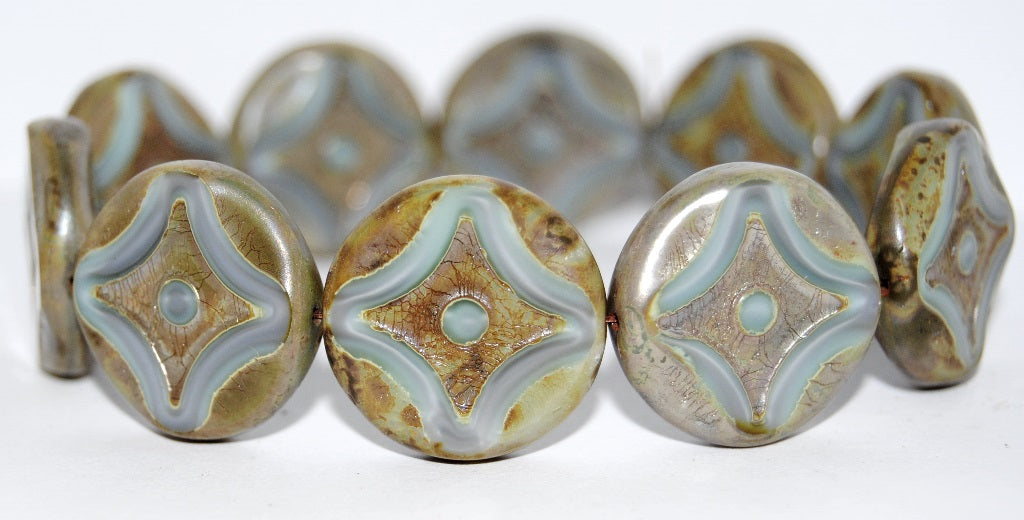 Table Cut Round Beads With Star, (47514 43400), Glass, Czech Republic