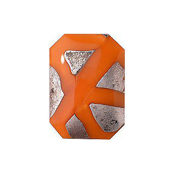 Octagon Cabochons Pointed Back Crystal Glass Stone, Orange 1 With Silver (931305), Czech Republic