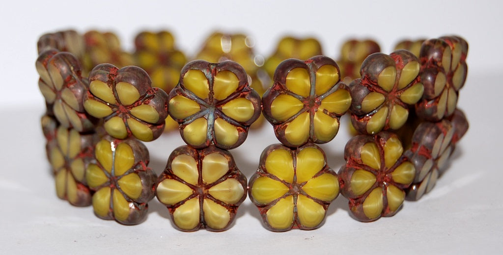 Table Cut Flower Beads, 84040 Travertin (84040 86800), Glass, Czech Republic