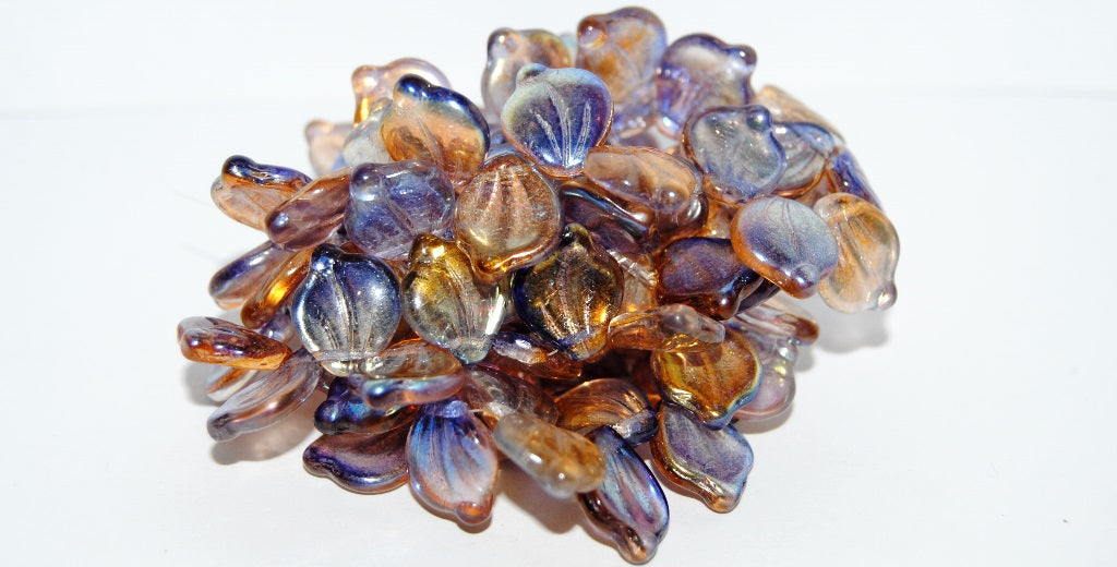Leaf Petal Pressed Glass Beads, Crystal 48107 (30 48107), Glass, Czech Republic
