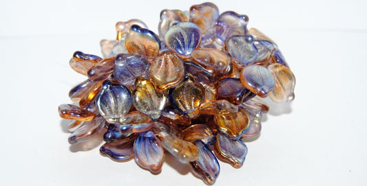Leaf Petal Pressed Glass Beads, Crystal 48107 (30 48107), Glass, Czech Republic