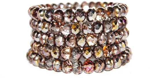 Faceted Special Cut Rondelle Fire Polished Beads, Crystal 27103 (30 27103), Glass, Czech Republic