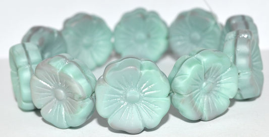 Hawaii Flower Pressed Glass Beads, 47514 Matte (47514 M), Glass, Czech Republic