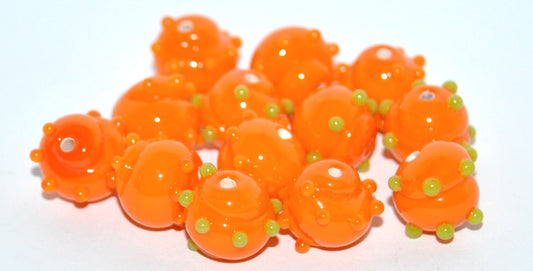 Czech Glass Hand Made Round Lampwork Beads With Hedgehog, (A), Glass, Czech Republic