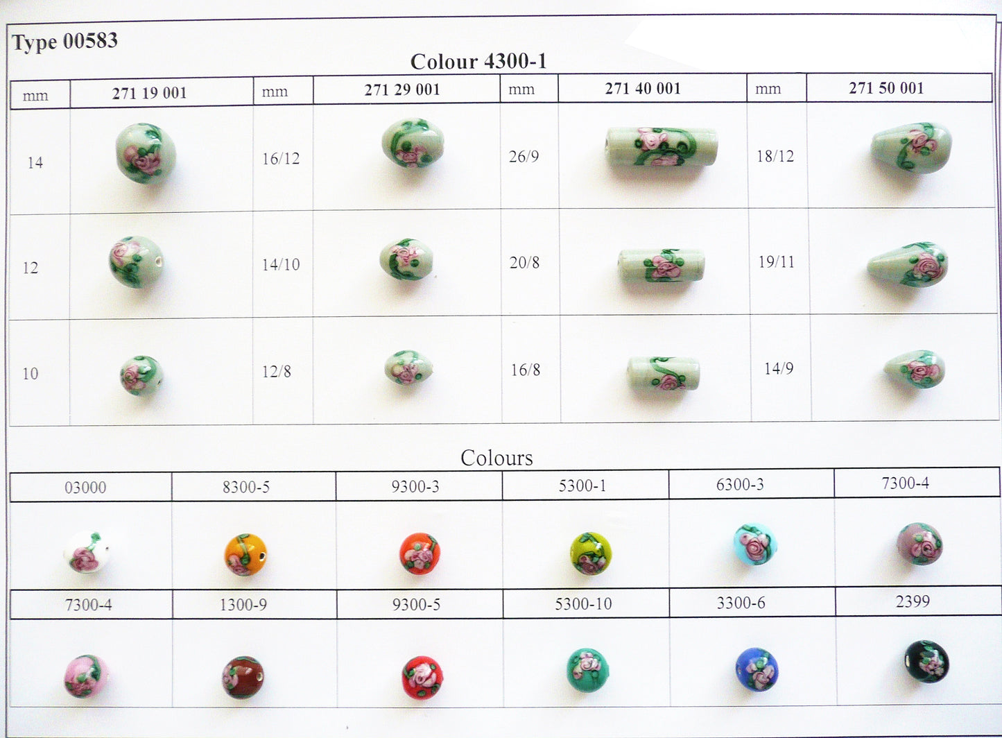 30 Stück Lampwork-Perlen 583 / Rund (271-19-001), handgefertigt, Preciosa-Glas, Tschechische Republik