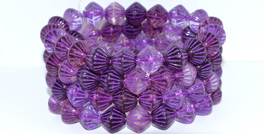Lantern Bicone Pressed Glass Beads, Purple Mixed Colors 46420 (Purple Mix 46420), Glass, Czech Republic