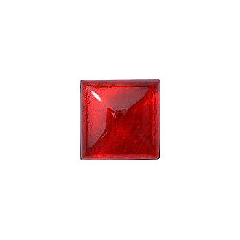 Square Cabochons Flat Back Crystal Glass Stone, Red 8 With Silver (90079), Czech Republic