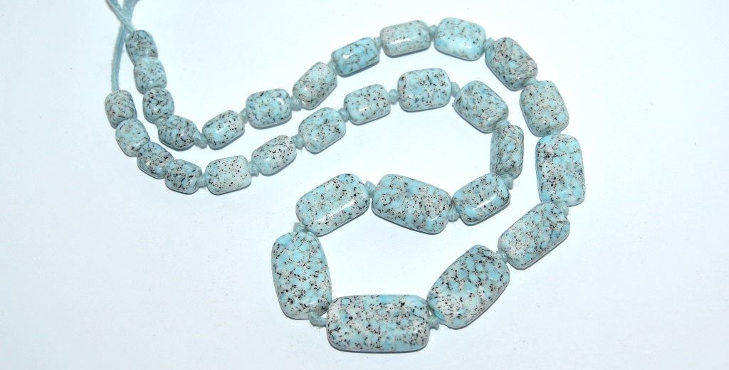 Czech Glass Beads Mix Blue Aqua Stone Effect, (Blue Stone), Glass, Czech Republic