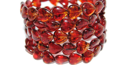Heart Pressed Glass Beads, 9008010040 Travertin (9008010040 86800), Glass, Czech Republic