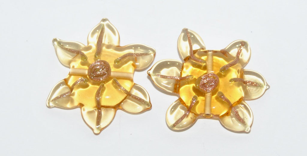 Czech Glass Hand Made Flower Lampwork Beads, (3026 D), Glass, Czech Republic