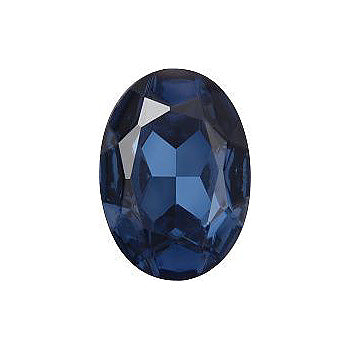 Oval Faceted Pointed Back (Doublets) Crystal Glass Stone, Blue 5 Transparent With Chrome (30020-Chr), Czech Republic