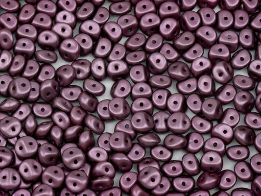 Es-o 2-hole round beads (like SuperDuo) Pastel Burgundy  (25031), Glass, Czech Republic