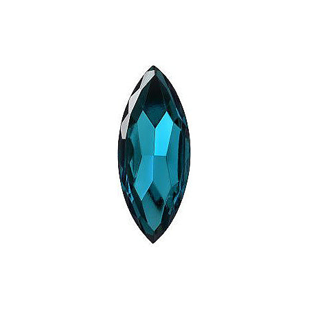 Navette Faceted Pointed Back (Doublets) Crystal Glass Stone, Aqua Blue 13 Transparent With Chrome (60020-K-Chr), Czech Republic